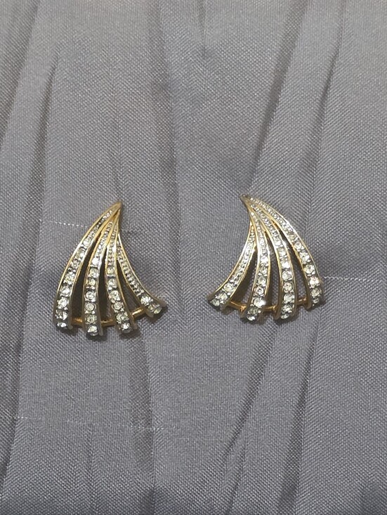 Kenneth Jay Lane Jewelry - Vintage Kennith J Lane Pierced Gold Tone Rhinestone Earrings
